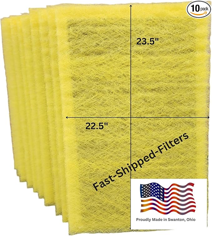 Fast-Shipped-Filters 10 Pack 25x25 Replacement Filter Pads Compatible with MicroPower Guard One Hour Air Cleaner Refill Yellow (10, Yellow, 25x25)