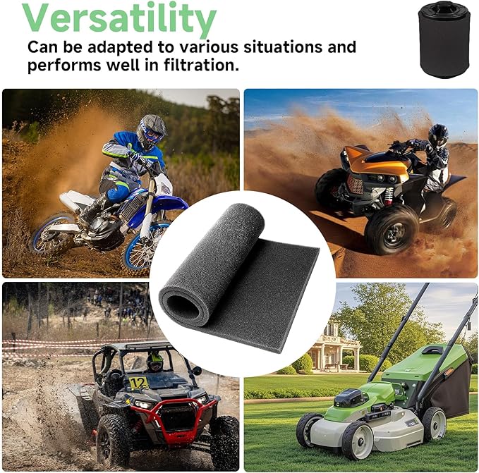 Washable Foam Filter Material for Uni Filter BF-1 BF1, 65-PPI Motorcycle Foam Air Filter Sheet, Cut-to-Size Pre-Filter Sponge for ATV/UTV Dirt Bike Lawn Mower Engines,15''x18''x5/8'', Black