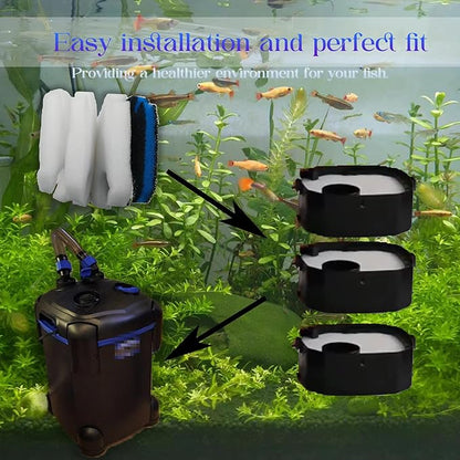 Replacement Canister Filter Pads Compatible with AMOSIJOY 172/225/265GPH, 6 White Floss and 2 Coarse Filter Pads for Pondforse 172/225/265GPH Aquarium (8)