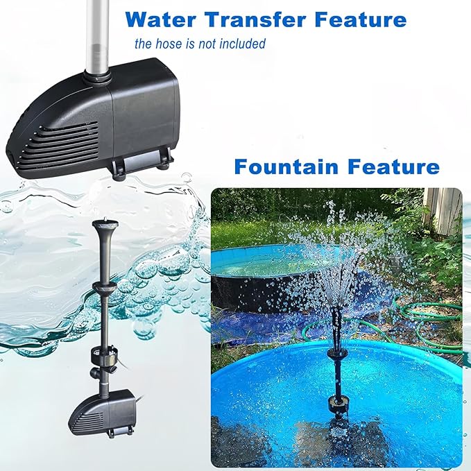 Pond Filter with Pump Fountain Kits, Submersible Pump Pond Fountain Koi Pond Filters for Outdoor Pond,3 Water Patterns Decoration Garden Pond Landscape With Color Light,660GPH 110V Corded Electric
