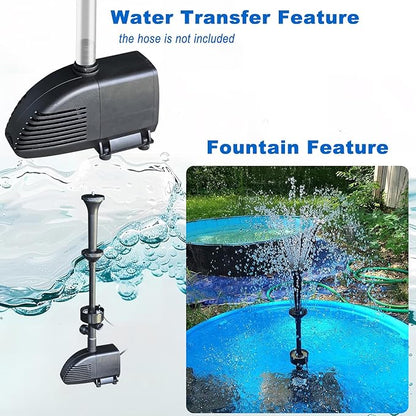 Pond Filter with Pump Fountain Kits, Submersible Pump Pond Fountain Koi Pond Filters for Outdoor Pond,3 Water Patterns Decoration Garden Pond Landscape With Color Light,660GPH 110V Corded Electric