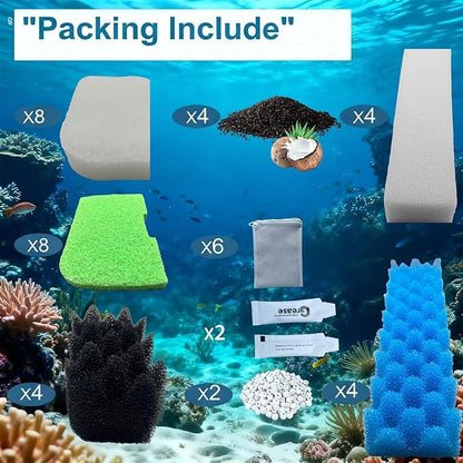 42 packs 306/307 canister filter replacements compatible with Fluval 306/307 aquarium filters. Includes filter media set with biofoam, activated carbon, and ceramic rings. Upgraded version. (2)