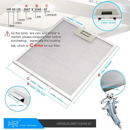 Updated W10169961A Range Hood Filter, Stove Vent Filter, Fits Whirlpool, Ikea, Kitchen Aid, Jenn Air, Aluminum Mesh Range Hood Grease Filters 10.5x12Inch, Hood Filters for Kitchen 2PCS