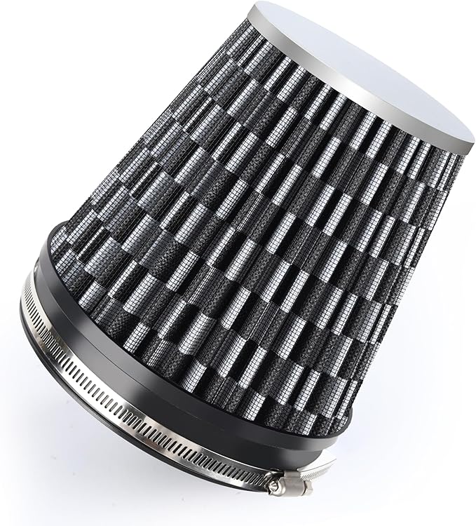 6" 152mm Cold Air Intake Filter Clamp-On Replacement High Flow Inlet Air Filter High Performance Washable Cone Filter 7" Tall Carbon Fiber Pattern