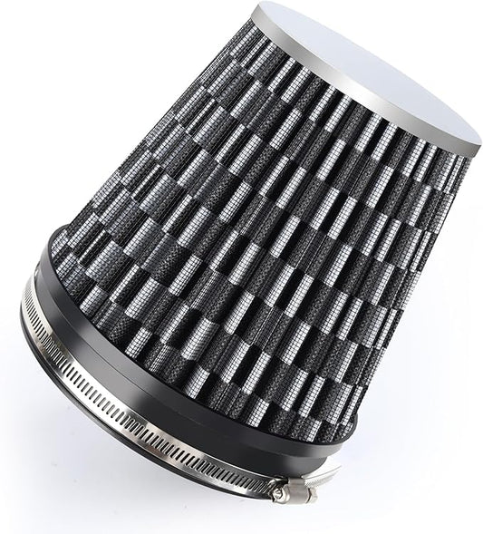 6" 152mm Cold Air Intake Filter Clamp-On Replacement High Flow Inlet Air Filter High Performance Washable Cone Filter 7" Tall Carbon Fiber Pattern