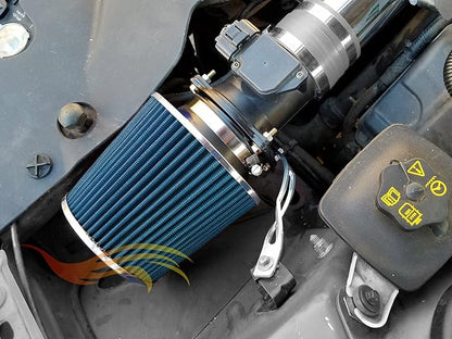 BLUE 6" 152 mm Inlet Truck Air Cone Replacement Performance Washable Clamp-On Dry Air Filter (8" Tall)