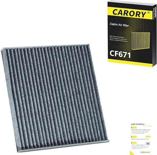 Cabin Air Filter w/Activated Carbon for RAM 1500 (2016–2025), 2500, 3500, Jeep Wagoneer (2022–2025), Grand Wagoneer, Mazda 6, CX-7, OE# EG21-61-P11, 68318365AA, CF11671
