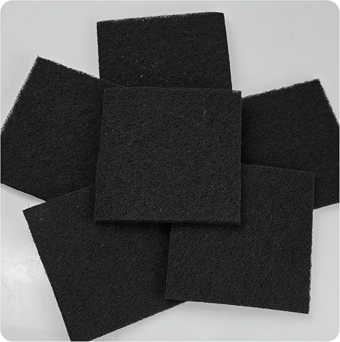 6PCS 5” Square Compost Bin Charcoal Filters, 0.4” Thick Activated Carbon Filters for Kitchen Countertop Compost Pail, Home Bucket Filter Replacements