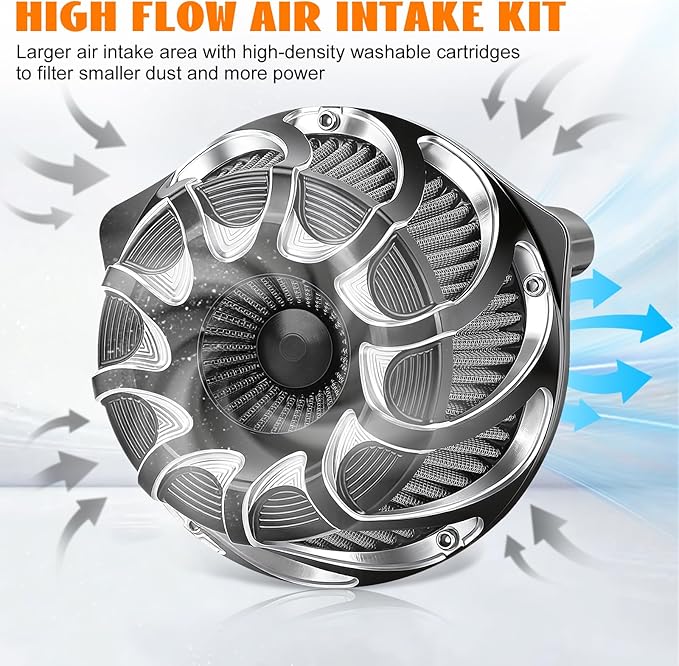 High Flow Air Cleaner Intake Filter Kit Air Filters Cover Drift Style for Harley Milwaukee-Eight M8 Softail 2018-2025 Touring 2017-Later Except 23-Later FLHXSE FLTRXSE 24-Later FLHX FLTRX