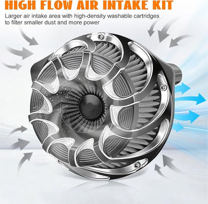 High Flow Air Cleaner Intake Filter Kit Air Filters Cover Drift Style for Harley Milwaukee-Eight M8 Softail 2018-2025 Touring 2017-Later Except 23-Later FLHXSE FLTRXSE 24-Later FLHX FLTRX
