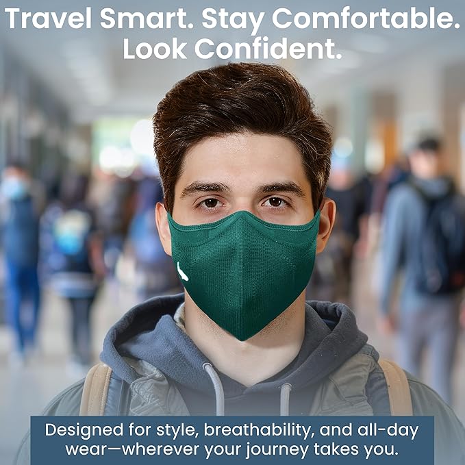 INHERENT Premium Traveler's Face Mask with Anti-Odor SILVERbac | Reusable, Adjustable, Comfortable