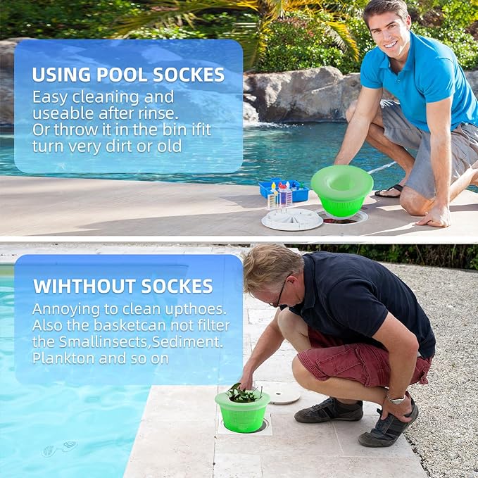 60PCS Pool Skimmer Socks Above Ground and Inground Pool, Pool Skimmer Basket Nets, Ultra Fine Mesh Screen Pool Filter Socks for Pool Skimmer Basket