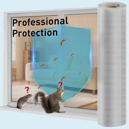 304 Stainless Steel Mesh Window Screen Roll,35IN x 98.43FT Silver Metal Window Screen Replacement,Screen Mesh for Window,Door,Patio,Pet,Vent,Filter,Porch,Cage and DIY Project (22 Mesh)
