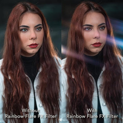 Prism Lens Filter 82mm Starlight Glare Filter Anamorphic Lens Flare Effect Filter Film Props(Rainbow Linear Flares)