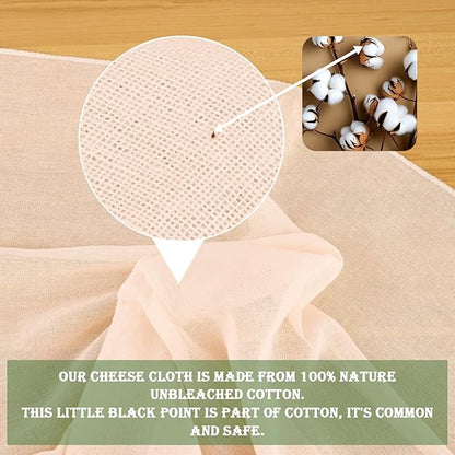 WMKGG 9 PCS Reusable Unbleached Cotton Cheese Cloth 20x20 Inch, Grade 100 Precut Cheesecloth for Straining Hemmed 4 Edges Fine Mesh Cotton for Cooking, Juicing, Cheese Making, Baking, Yogurt