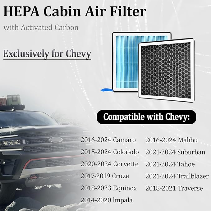 CF11966 Dedicated Cabin Air Filter With Activated Carbon For Impala Malibu Camaro Colorado Corvette Cruze Equinox Sonic Suburban Tahoe Trailblazer Traverse