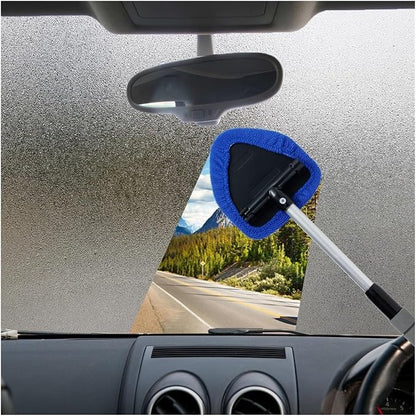 Compatible for Window Scraping Mist Eliminator Microfiber Car Cleaner Telescopic Windshield Cleaning Tools Auto Accessories(White)
