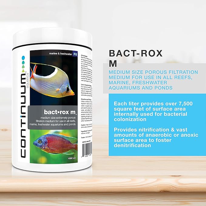 Continuum Aquatics Bact Rox M - Porous Biological Filter Media for use in Ponds, Reefs, Marine, and Freshwater Aquariums, Medium, 4 Liter