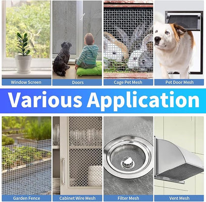 304 Stainless Steel Mesh, 47in x 10ft, 20 Mesh, Sturdy Metal Screen Roll for Window, Door, Air Vents, Filter, Cage, Garden, Patio, Pet (Sliver, 47inch x 10feet)