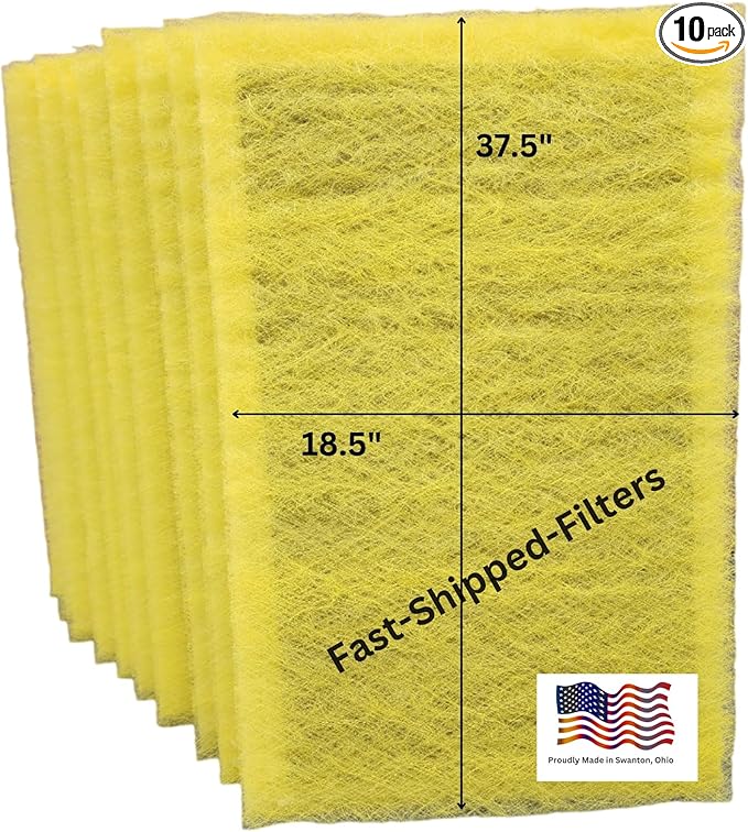 Fast-Shipped-Filters 10 Pack 20x40 Replacement Filter Pads Compatible with MicroPower Guard One Hour Air Cleaner Refill Yellow (10, Yellow, 20x40)