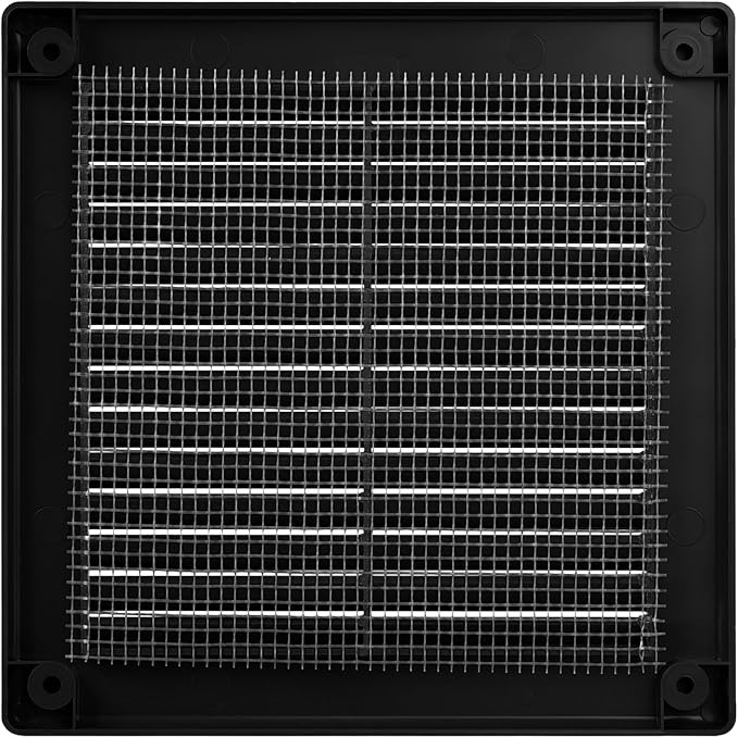 Vent Systems 4.5" x 4.5" Inch (Opening Dimensions) - Pack of 10 - Plastic Black Soffit Vent Cover - Flat Square Air Vent Grille - Air Vent Deflector - HVAC 5.9" x 5.9" Inch (Overall Dimensions)