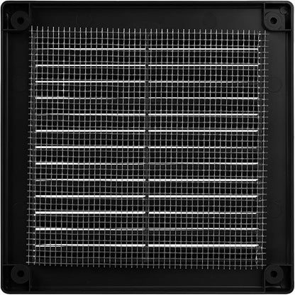 Vent Systems 6'' x 6'' Inch Black Soffit Vent Cover - Pack of 100 - Flat Square Air Vent Louver - Grille Cover - Built-in Insect Screen - HVAC Vents for Bathroom, Home Office, Kitchen 6x6 Inch