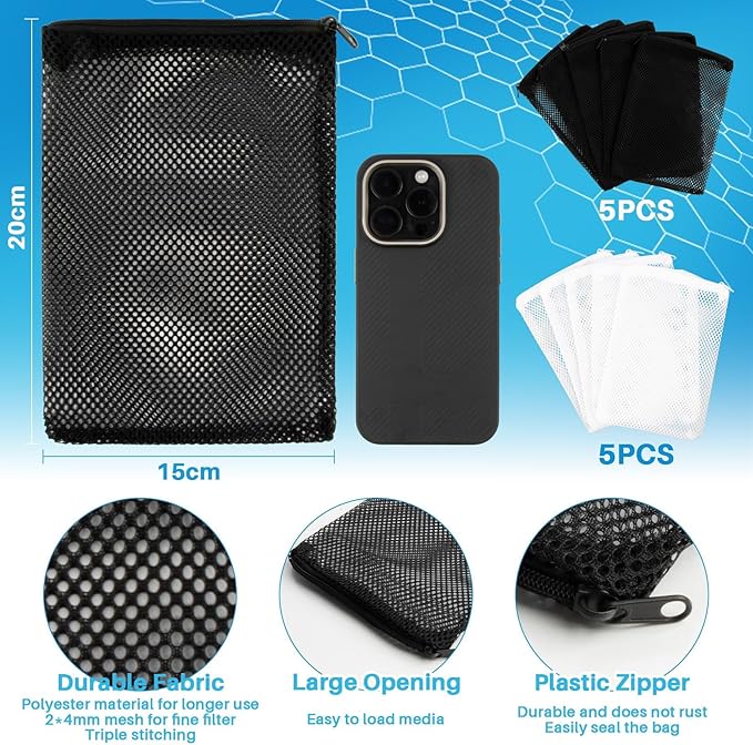 MAQIHAN 10pcs Aquarium Filter Media Bags - Mesh Filter Bags Reusable Bags with Zipper for Activated Carbon Ceramic Rings Filter Balls Fish Tank Pond 5.9 X 7.8 Inch