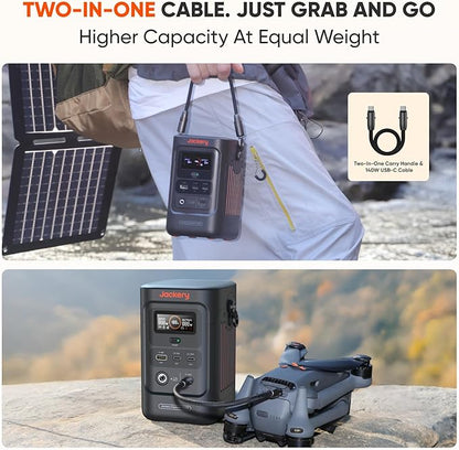 Jackery Explorer 240D Power Bank and 40W Solar Panel (80,000mAh), LiFePO4 Battery Portable Power Station, USB-C Cable Included,200W DC Output,1-Hour Fast Charging, Compact for Outdoor, Camping, Travel