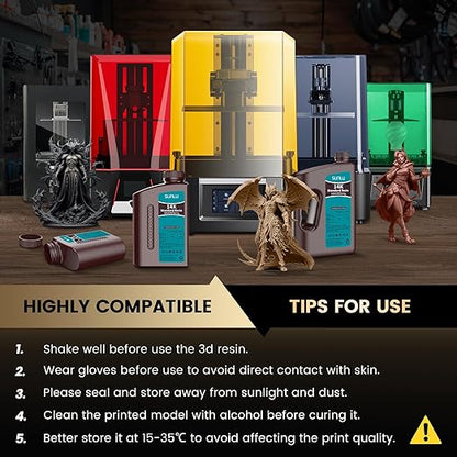 SUNLU 14K High Precision 3D Printer Resin 2KG, Standard 3D Printing Resin for Detail Printing Miniatures, Fast Curing 405nm UV Photopolymer Resin, Smooth Matte Surface, 2000G Grey