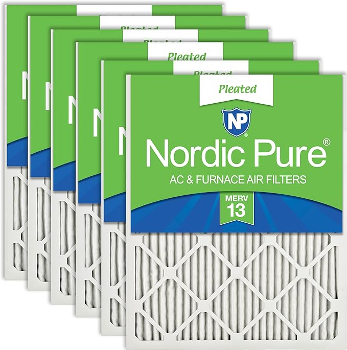 Nordic Pure 14x30x1 (Actual Size: 13 15/16 x 29 15/16 x 3/4) Pleated MERV 13 Air Filters 6 Pack