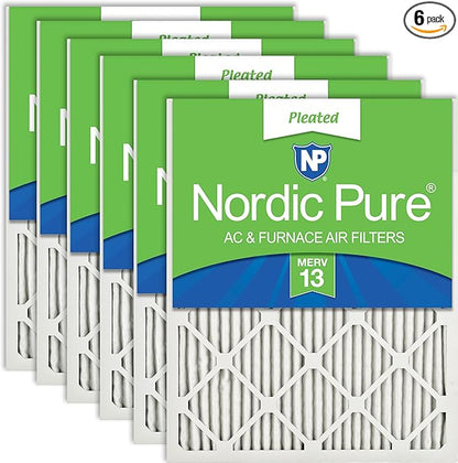 Nordic Pure 20x30x1 (Actual Size: 19 5/8 x 29 5/8 x 3/4) Pleated MERV 13 Air Filters 6 Pack