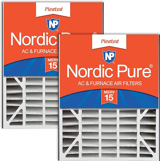 Nordic Pure 20x25x5 (Actual Size: 19 3/4 x 24 1/4 x 4 7/8) Air Bear Replacement 266649-102 MERV 15 Air Filters 2 Pack