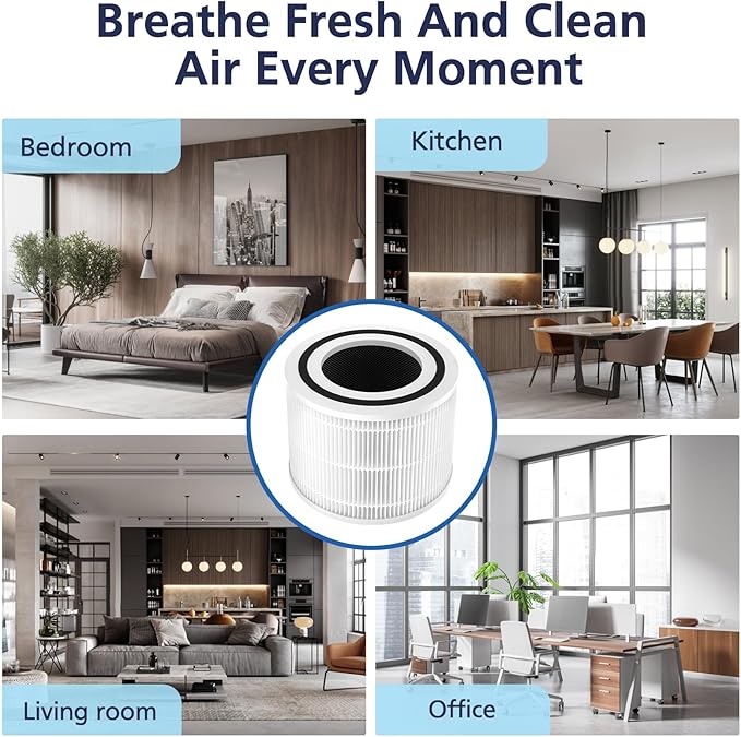 Core 300 Replacement Filter, Compatible with LEVOIT Core 300/300S Air Purifier，3-in-1 H13 Grade True HEPA Replacement Filter, Compare to Part No. Core 300-RF, White,2 pack