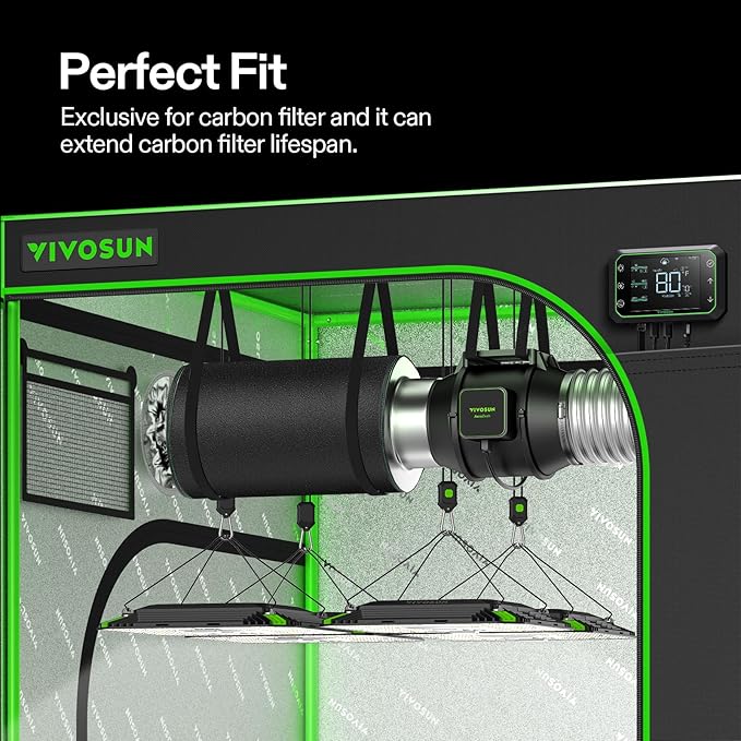 VIVOSUN 6 Inch Prefilter for 6" Carbon Filter, Black, 13.78" Long