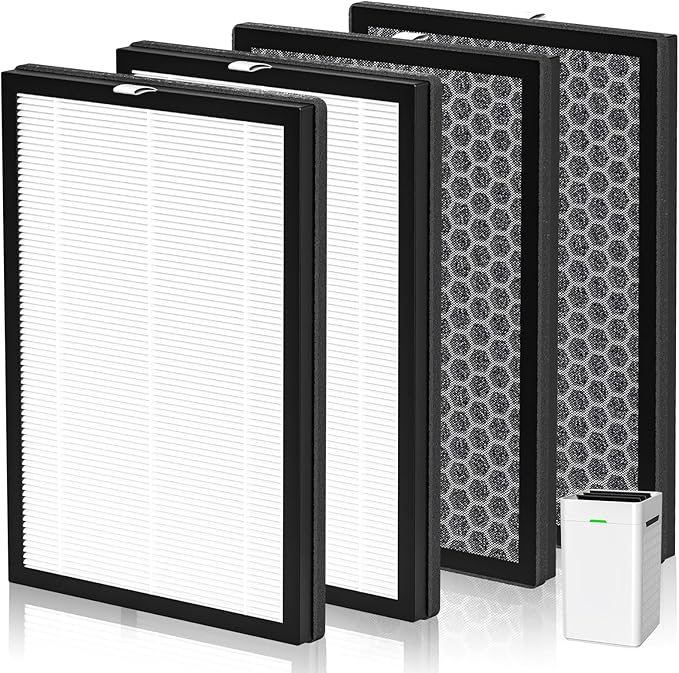 4 Pack K1 Air Purifier Replacement Filter Fit for LUNINO K1,3-in-1 High-Efficiency H13 True HEPA and Activated Carbon Filter,Double-Sided Filters for Home Large Room Up to 2600 Ft²