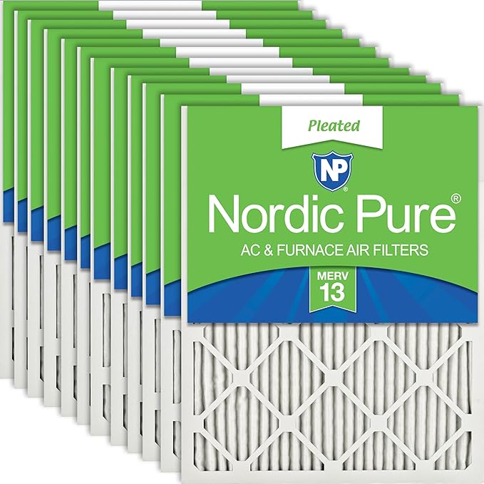 Nordic Pure 16x25x1 (Actual Size: 15 1/2 x 24 1/2 x 3/4) Pleated MERV 13 Air Filters 12 Pack