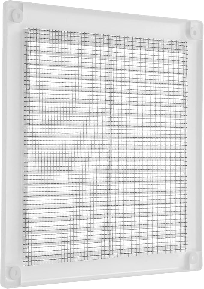 Vent Systems 6" x 6" Inch (Opening Dimensions) White Plastic Soffit Vent Cover - Durable Flat Square Air Vent Grille with Mesh Screen - Weather Ventilation Grill Wall & Ceiling Indoor & Outdoor