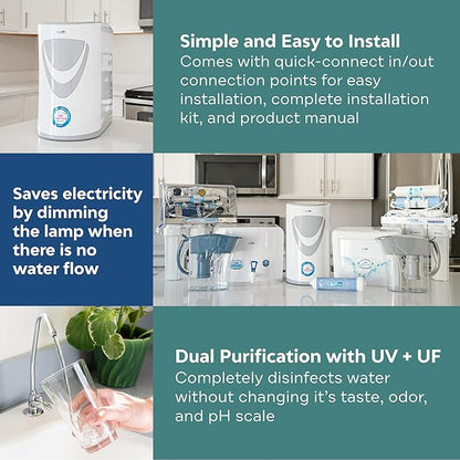 AMI Sola Pure, Under-The-Counter UV Water Purifier, Water Filter for Sink with UV and UF
