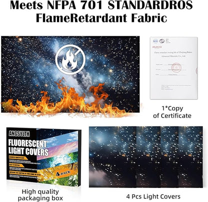 4 Pcs Fluorescent Light Covers - Classroom, Office 4 x 2 Feet Flame Retardant Magnetic Covers for Ceiling Lights Filters (Galaxy)