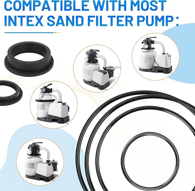 Pool Sand Filter Pump Seal Gasket Replacement for Intex Sand Filter Pumps Motor Seals, Pool Sand Pumps Part Hose Seals Repair Kit Include 11228 11412 L-Shape O-Ring Gasket and Air Release Valve