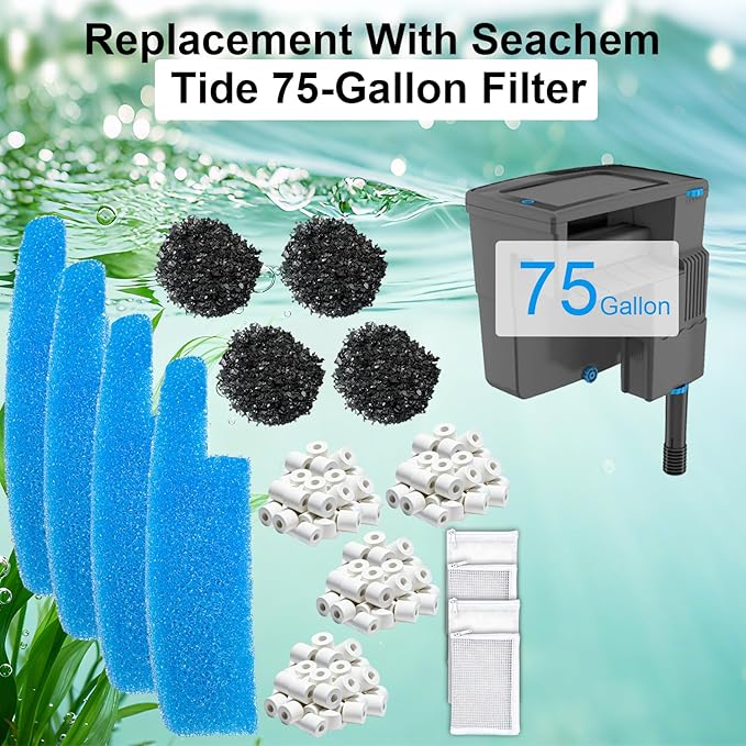4 Set Complete Media Maintenance Kit Compatible with Seachem Tide 75-Gallon (300L) Filters for Large Aquariums