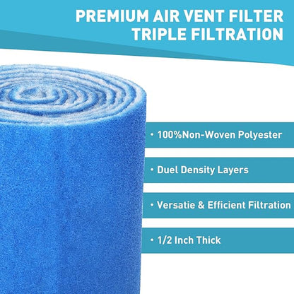 12"×140" Air Vent Filter for Home,AC & Floor Register Filter,MERV 8 Electrostatic Media Kit Roll with Adhesive Hook Tape,Reduce Dust, Dirt, Smoke and Pollen(30+ Filters)