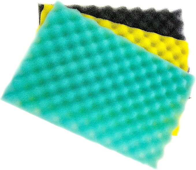 Wave Point Aquarium Bio Sponge Foam Filter Media Pad Cut-to-fit for Fish Tank Sump Pond 17" x 11" x 1/2" to 1" (1 Set (3 PCS))