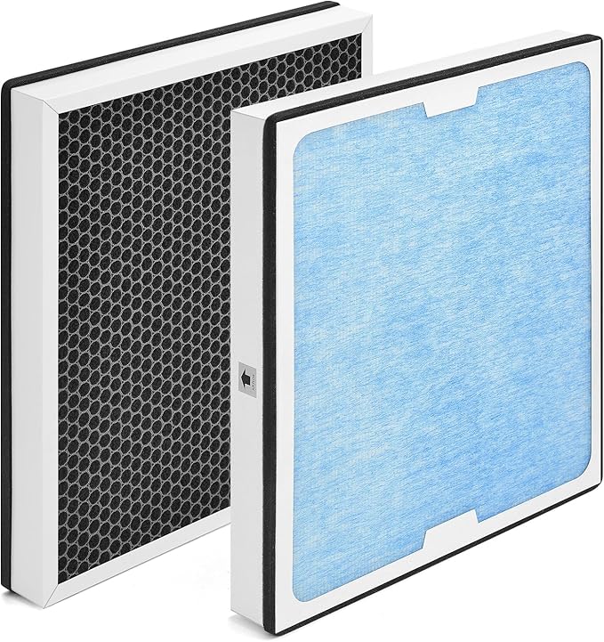 550 HEPA & Activated Carbon Filter Replacement Set Compatible with AlorAir CleanShield HEPA 550 Air Scrubber, 17.2x15.3x2, 2-Pack