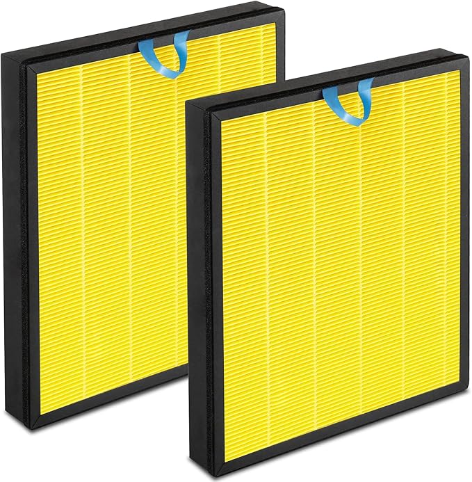 Vital 100S Pet Replacement Filter Compatible for Levoit Vital 100S Air Pu-ri-fier, 3 in 1 Filtration,Dust Pet Dander Filter&Pet Odor Activated Carbon Filter, Vital 100S-RF-PA(LRF-V102-YUS), Yellow, 2P