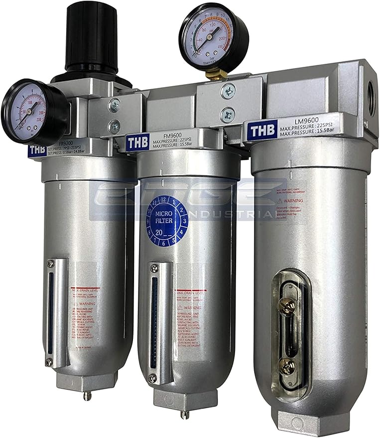 SUPER HEAVY DUTY HIGH FLOW AIR FILTRATION SYSTEM, 2 STAGE PARTICULATE FILTER PLUS OIL REMOVING COALESCING FILTER COMBINATION (1/2" NPT, MANUAL DRAIN)