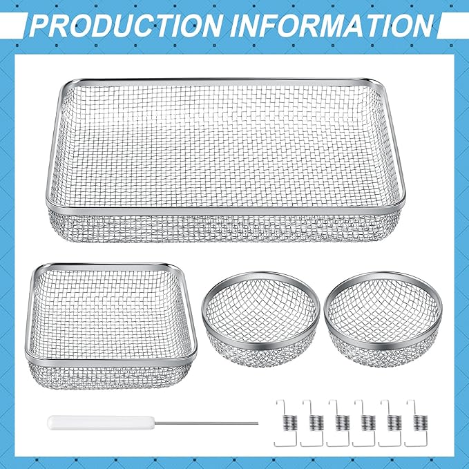 TOODOO 4 Pack RV Furnace Vent Cover, RV Flying Insect Screen for RV Water Heater Vent Cover (8.5 x 6 Inch)(4.5 x 4.5 Inch) (2.8 Inch) Stainless Steel Mesh with Installation Tool