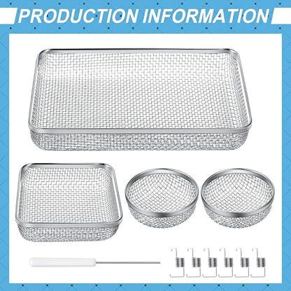 TOODOO 4 Pack RV Furnace Vent Cover, RV Flying Insect Screen for RV Water Heater Vent Cover (8.5 x 6 Inch)(4.5 x 4.5 Inch) (2.8 Inch) Stainless Steel Mesh with Installation Tool