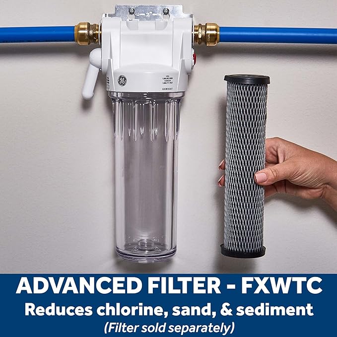 GE Whole House Water Filtration System, Reduce Sediment, Rust & More, Install Kit & Accessories Included, Filter Not Included, Replace Filter (FXWTC, FXUSC, FXWPC, FXWSC) Every 3 Months, GXWH20T