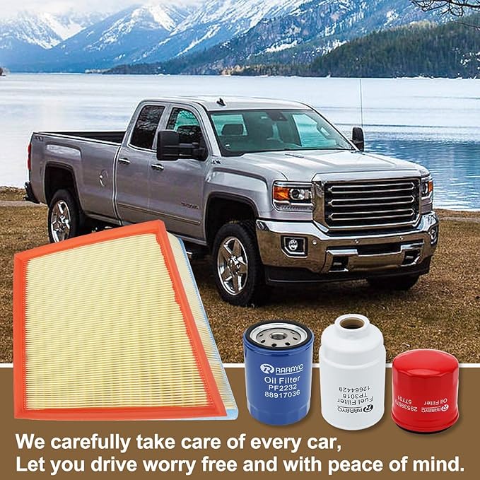 Diesel 6.6L Duramax Filter Kit Fuel/Oil/Air/Transmission Filter, Compatible with 2011-2016 Chevy Silverado/GMC Sierra 2500 3500 HD Replaces#TP3018, PF2232, A3141C, 29539579